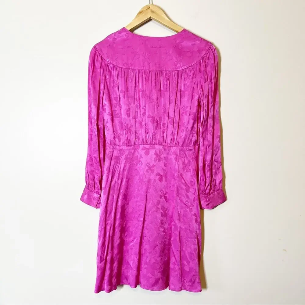 Kate Spade Jewel Button Bow Jacquard Dress Pink Size 6 NWT‎